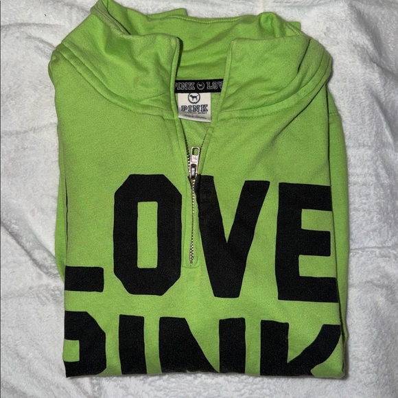 Victoria Secret Pink half zip up in lime green and black-size small - Picture 7 of 7